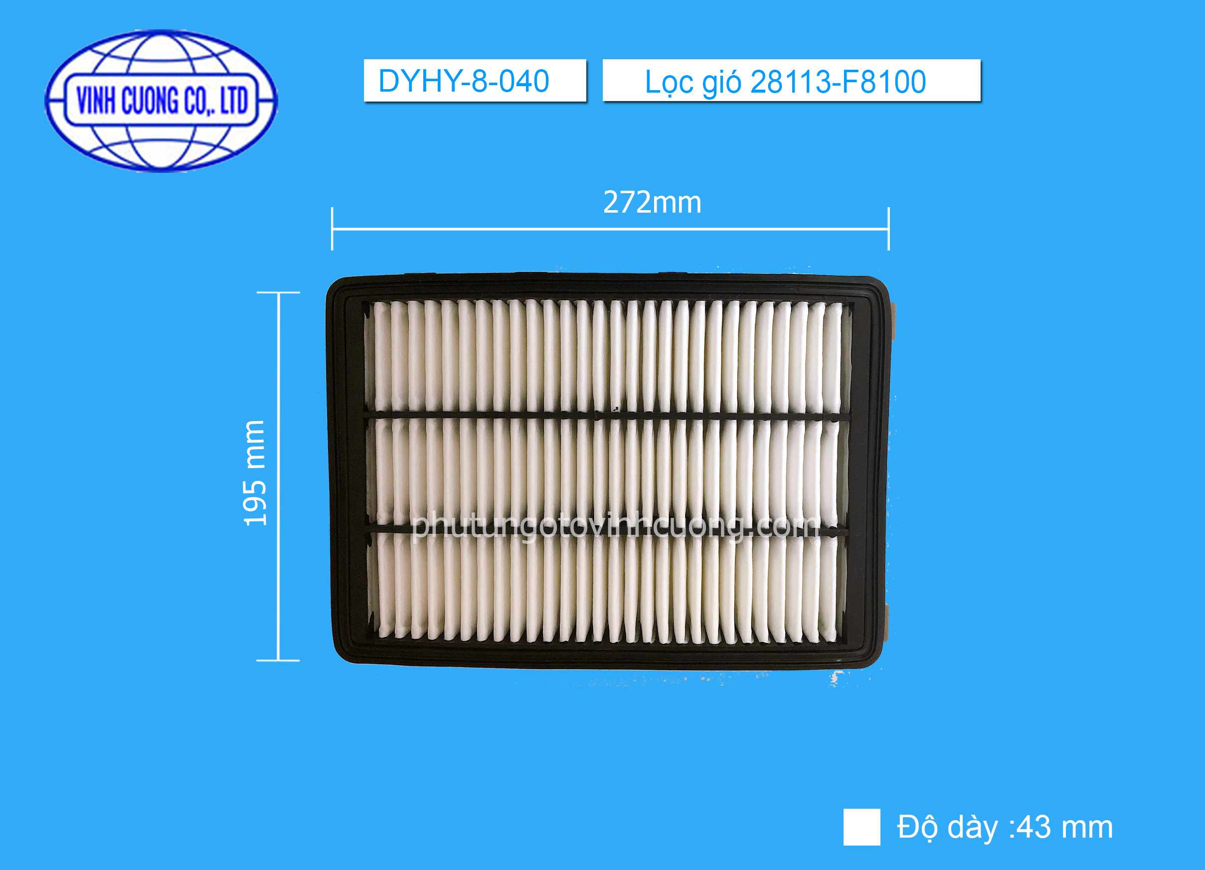 Lọc gió 28113-F8100 Hyundai Tusson 1.6T 2.0L 2015 -  2018