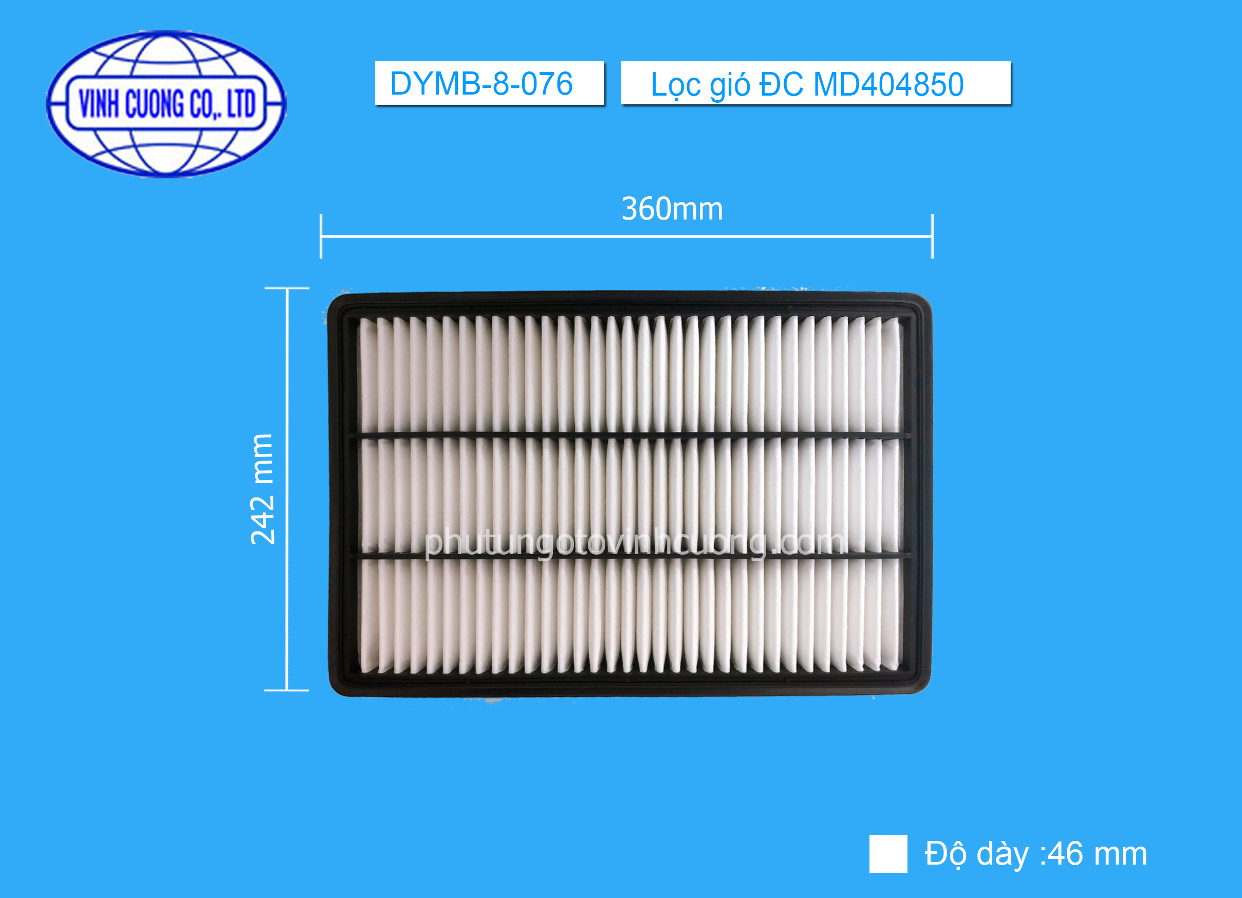 Lọc gió ĐC  MD404850 Mitsubishi Pajero V73/V77/V93/V97