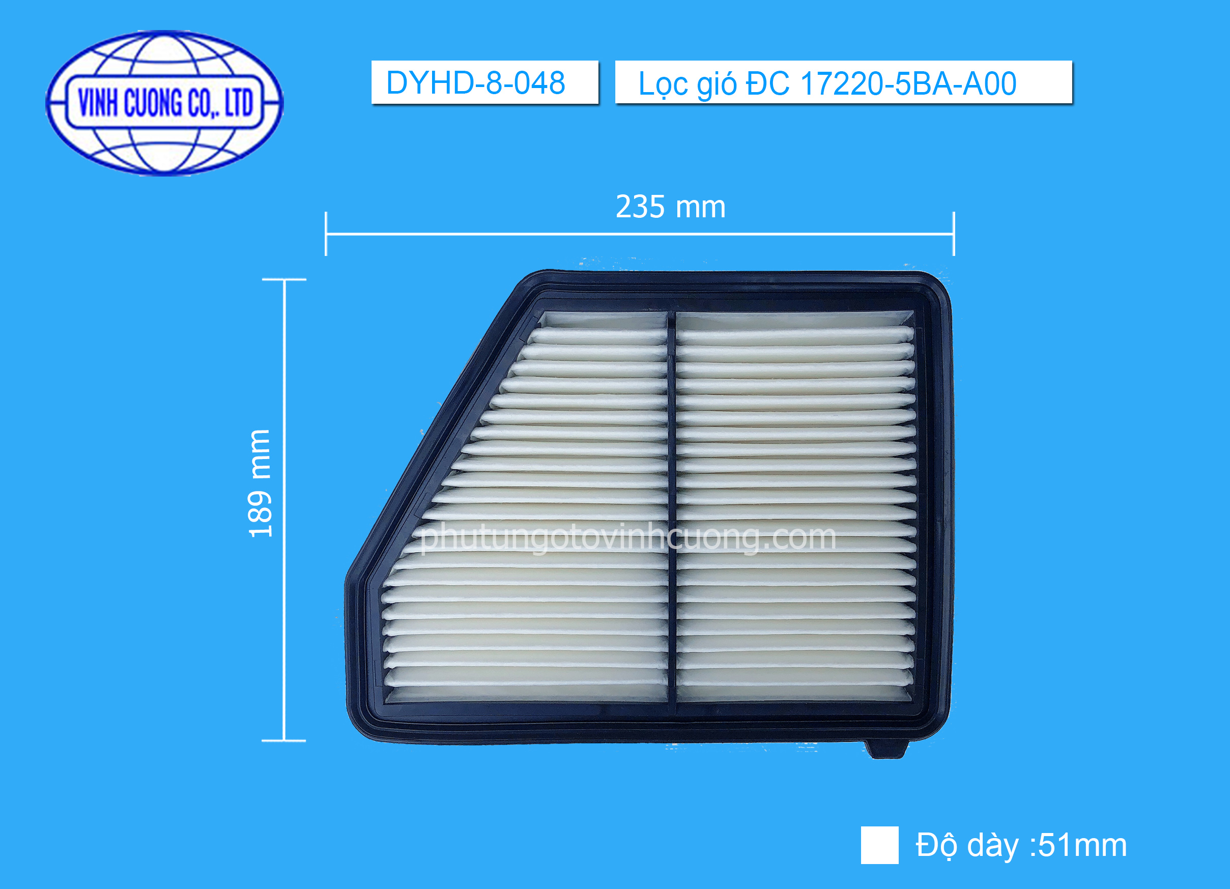 Lọc gió ĐC 17220-5BA-A00 Honda Civic-CRV 2.0 2017-2020