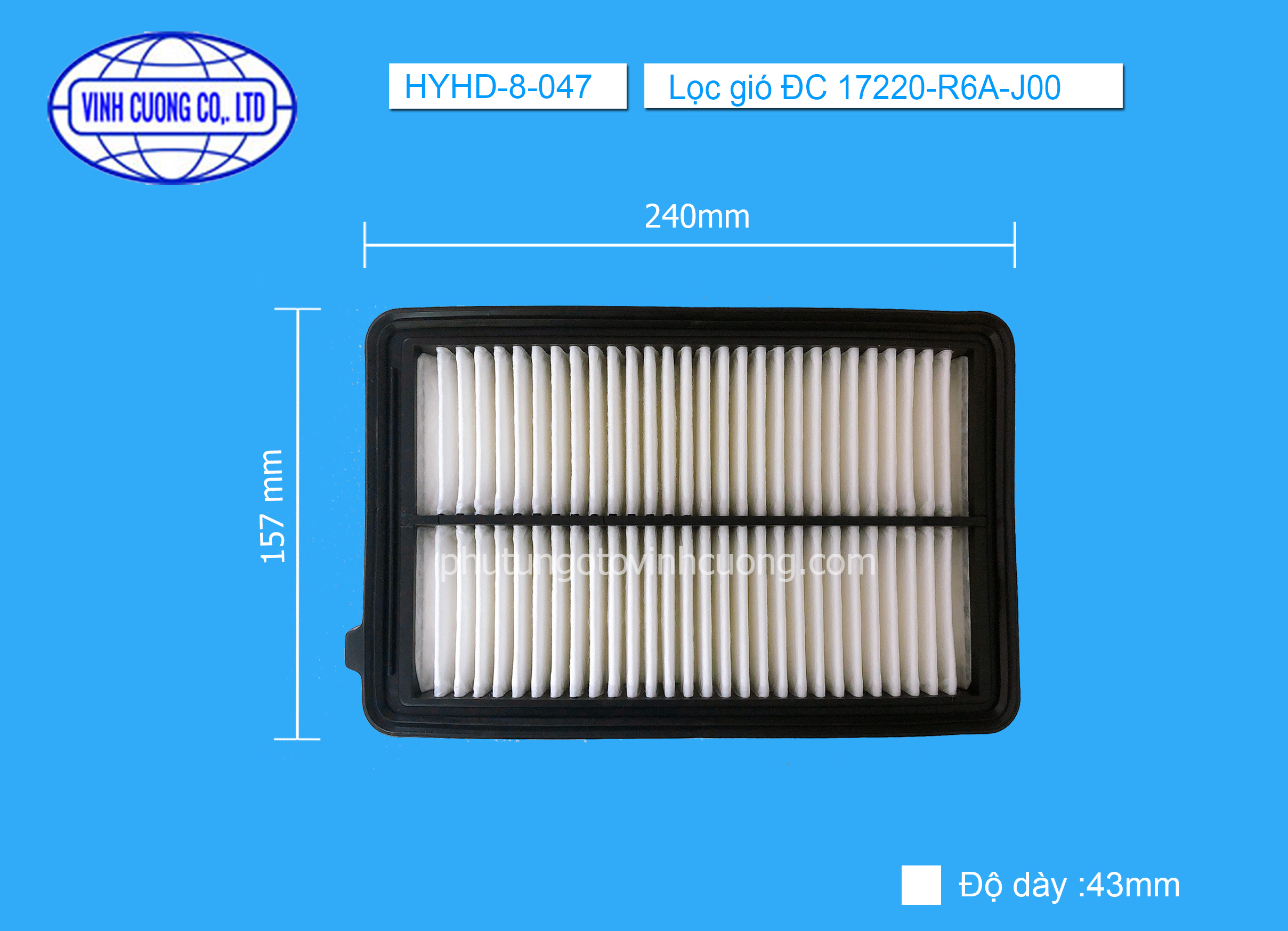 Lọc gió ĐC 17220-R6A-J00 Honda CRV 2.0L 2013-2016