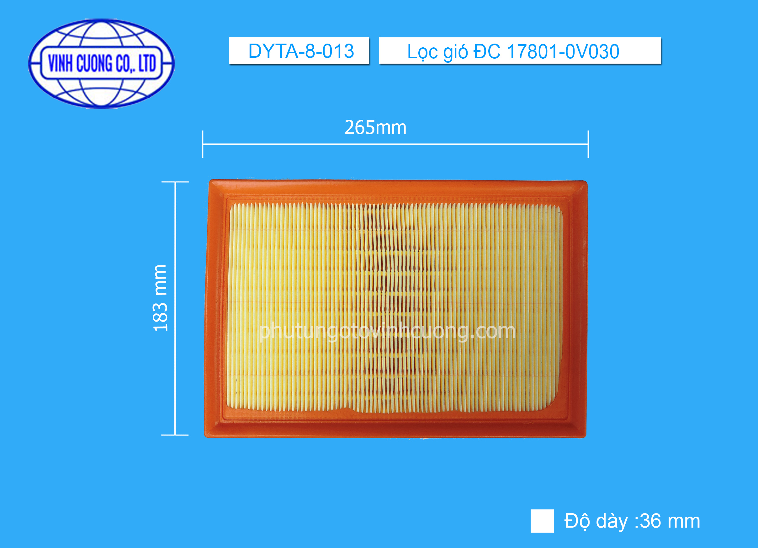 Lọc gió ĐC 17801-0V030 Toyota Camry 2015-nay, Lexus LS460, LS600H