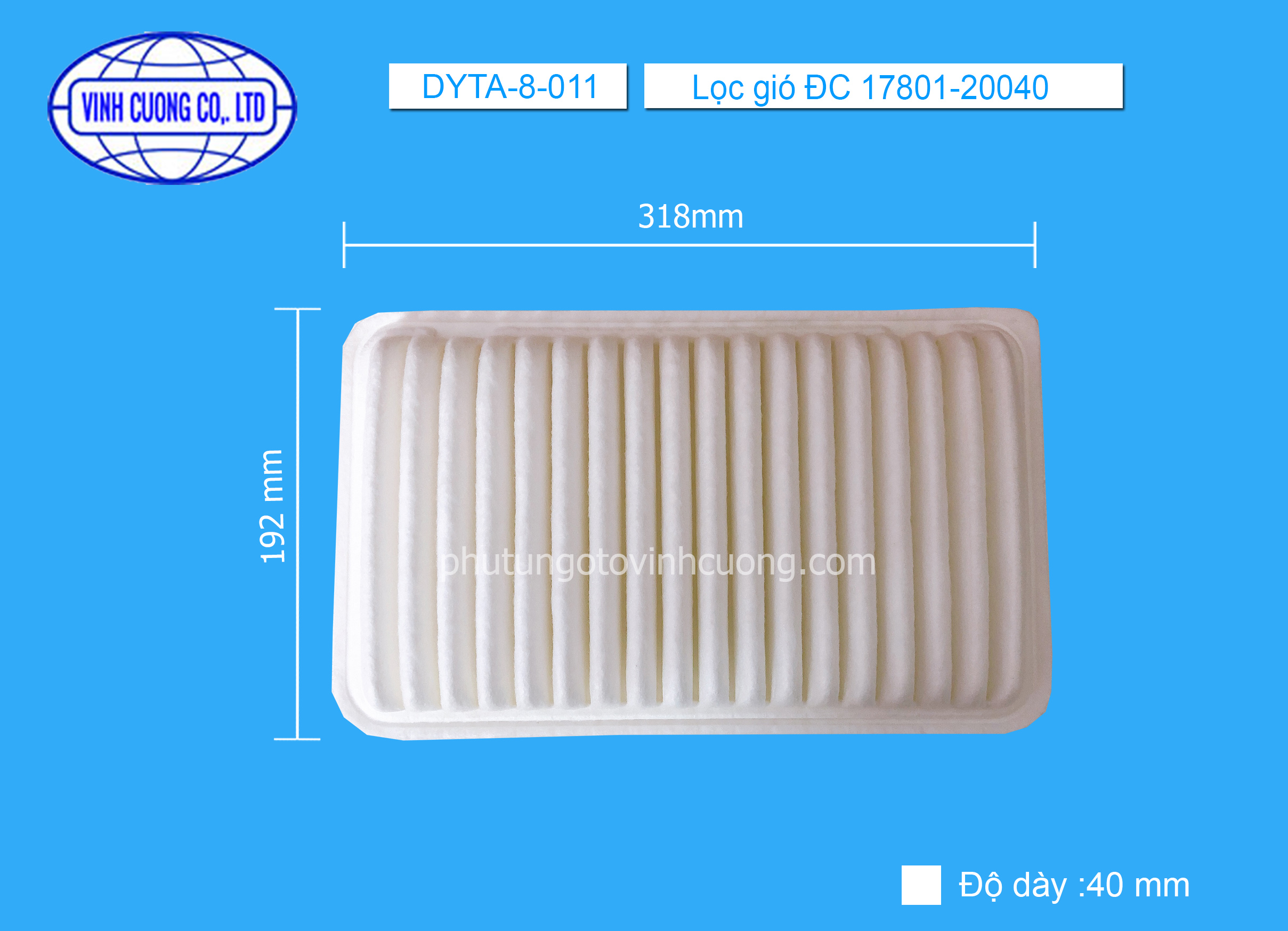 Lọc gió ĐC 17801-20040 Toyota Camry 2.4 2005-2008