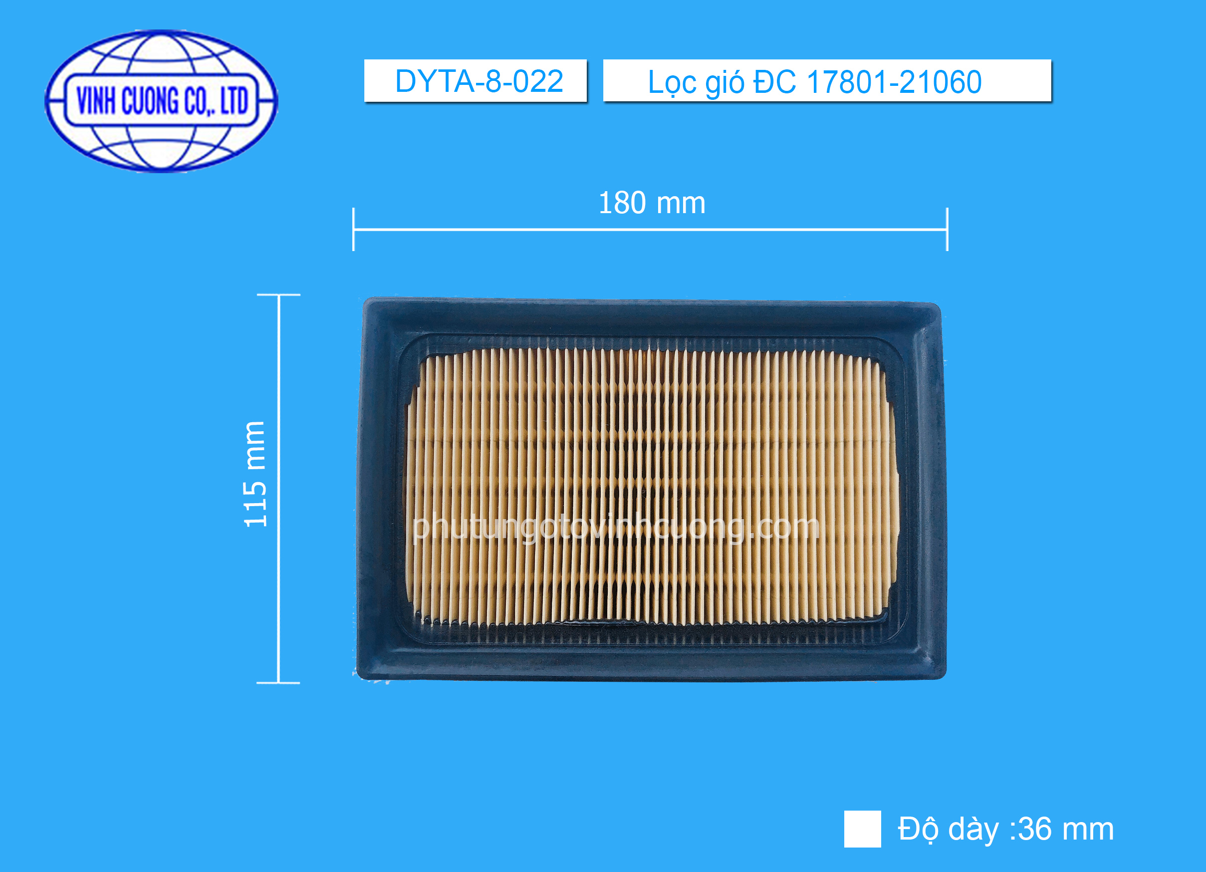 Lọc gió ĐC 17801-21060 Toyota Prius2016-Nay , Corolla 2020