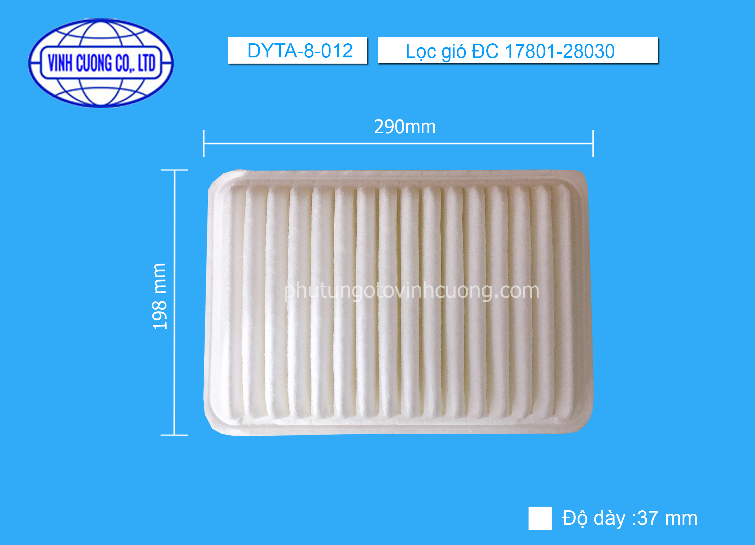 Lọc gió ĐC 17801-28030 Toyota Camry 2008-2013, Lexus ES240 ES250