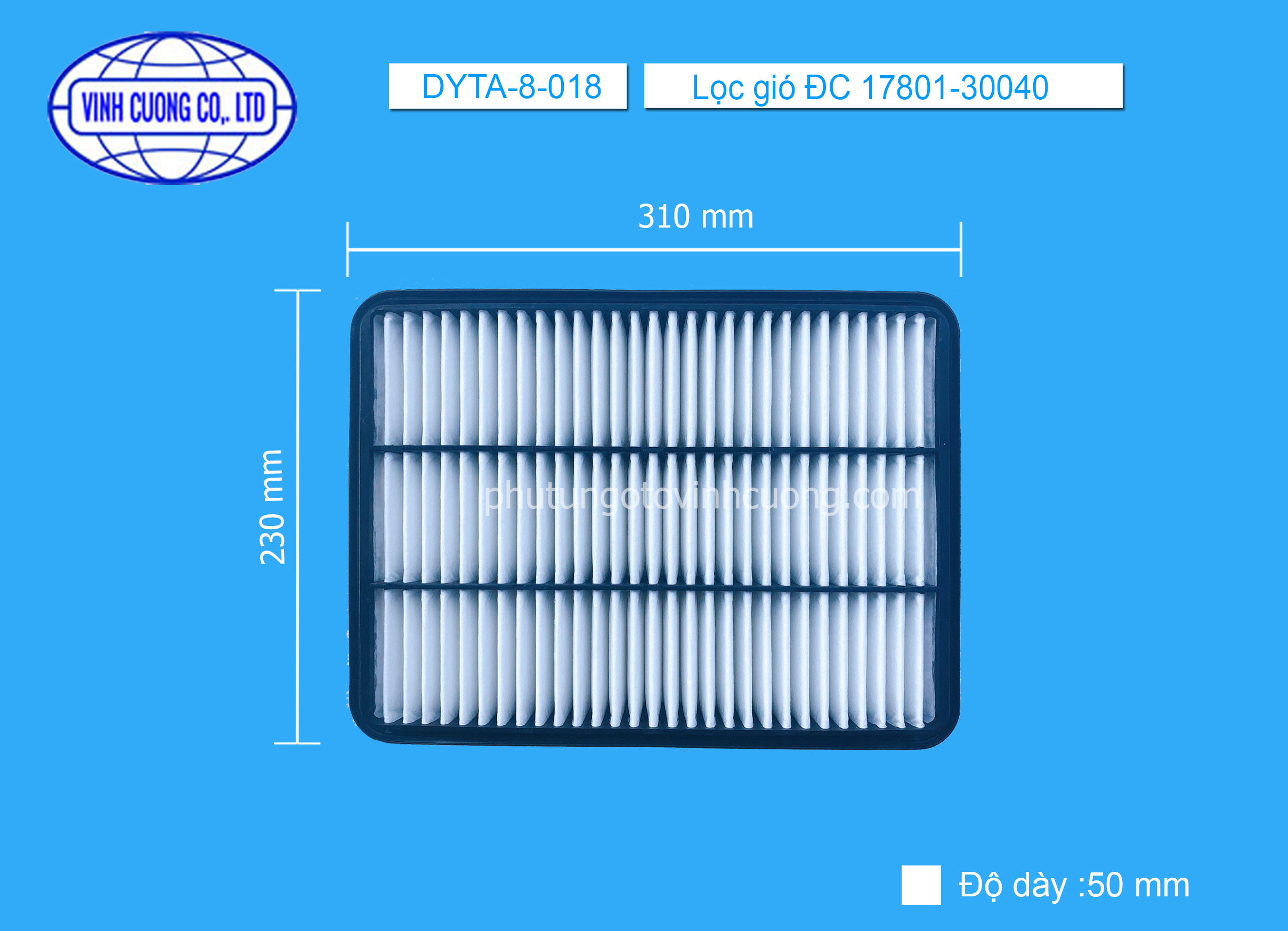 Lọc gió ĐC 17801-30040 Toyota Land Cruiser Prado 2002 - 2009, Hilux 2002 - 2009, RX 350