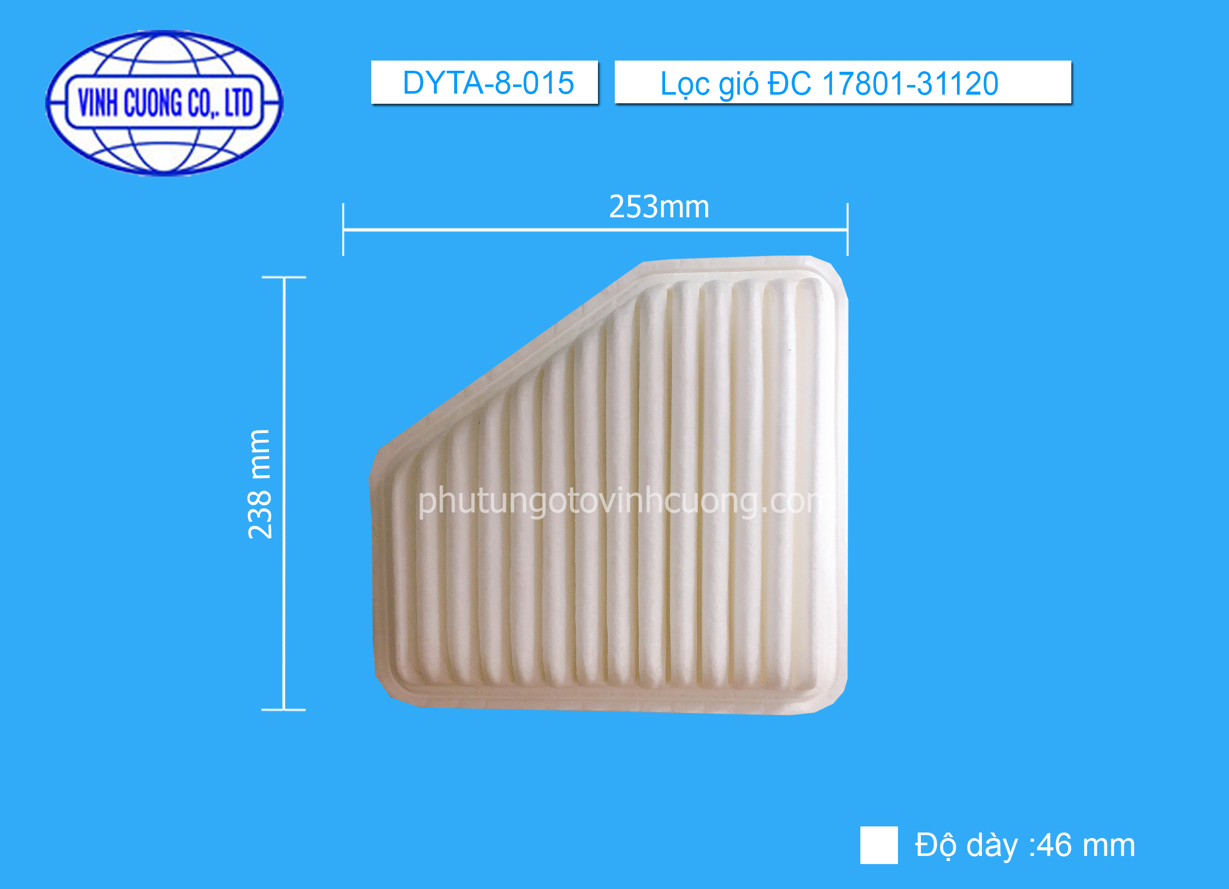 Lọc gió ĐC 17801-31120 Camry 3.5, Rav4, Venza 2010, Lexus RX270/350/450H 2008-2010