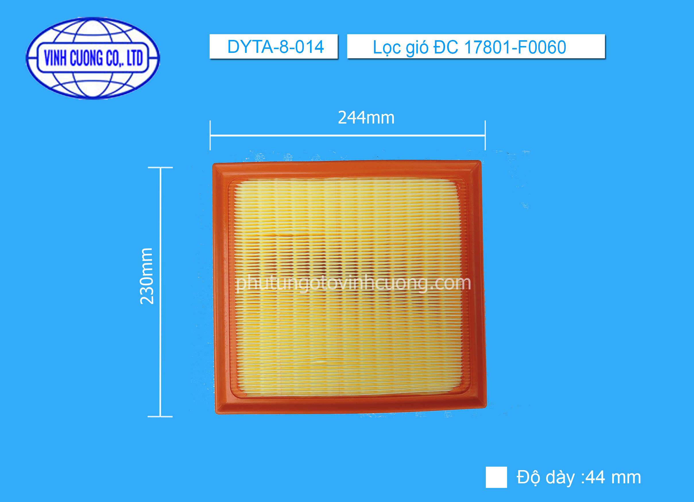 Lọc gió ĐC 17801-F0060 Camry 2.0 2.5 thế hệ 8  2019-2020