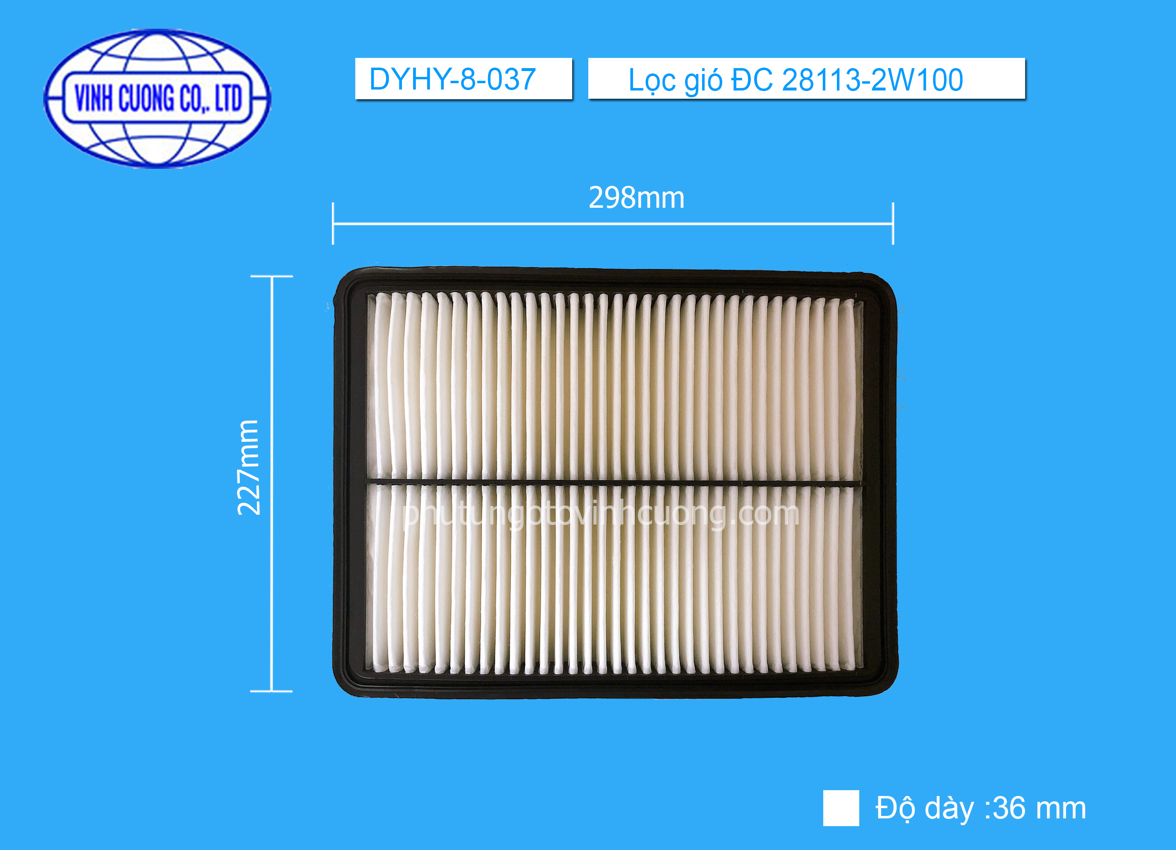 Lọc gió ĐC 28113-2W100 Hyundai Santafe 2.4 2012-2019, Kia Sorento 2012-2019 