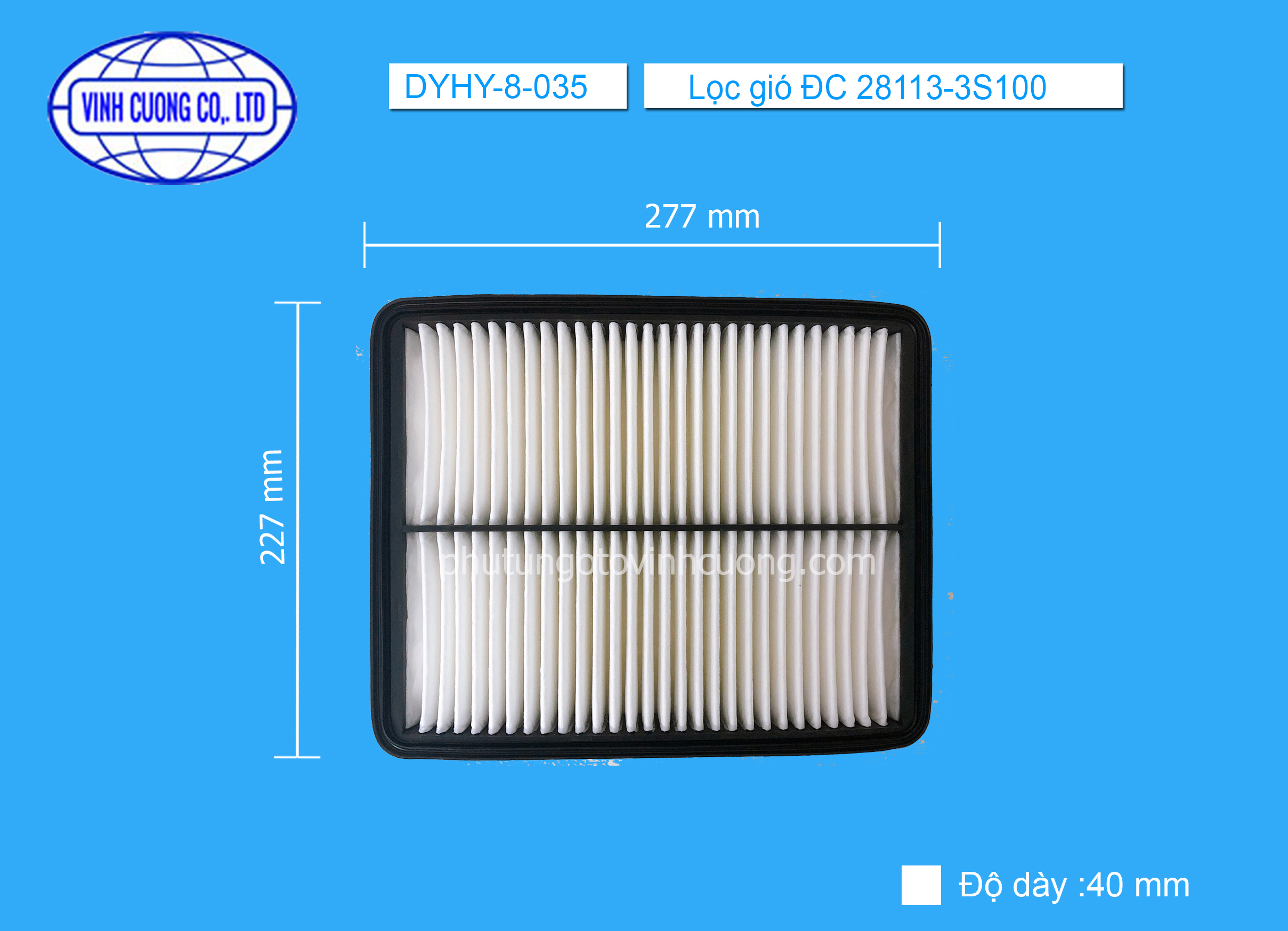 Lọc gió ĐC 28113-3S100 Hyundai SantaFe 2.4 (2009-2012)  Sonata 2.0/2.4 (2009-2014),  Kia Sorento 2.4 (2009-2012)