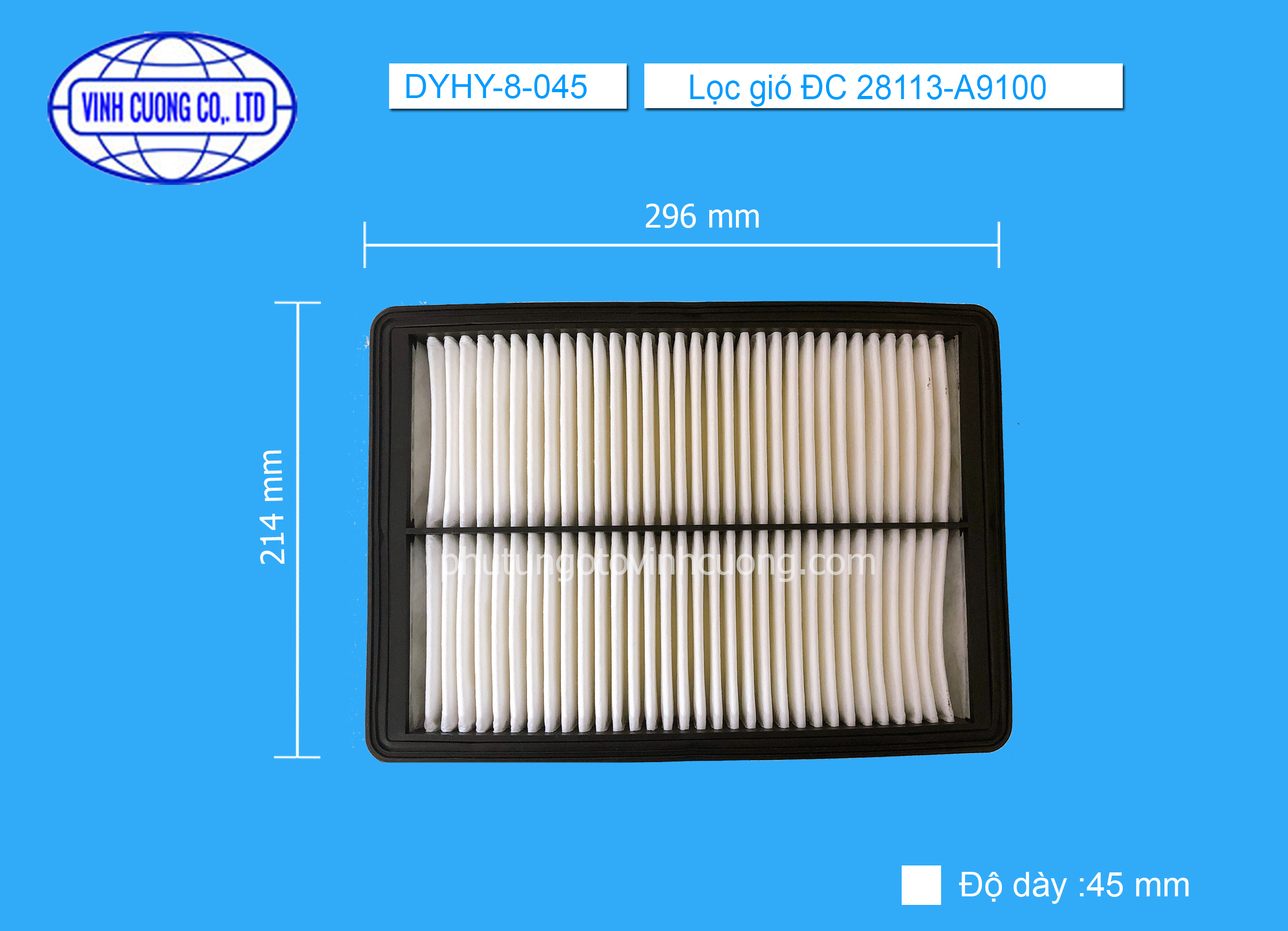 Lọc gió ĐC 28113-A9100 Kia Sedona máy xăng 3.3, Kia Sorento 2.4 AT / 2.4 MT  2017 ~ nay