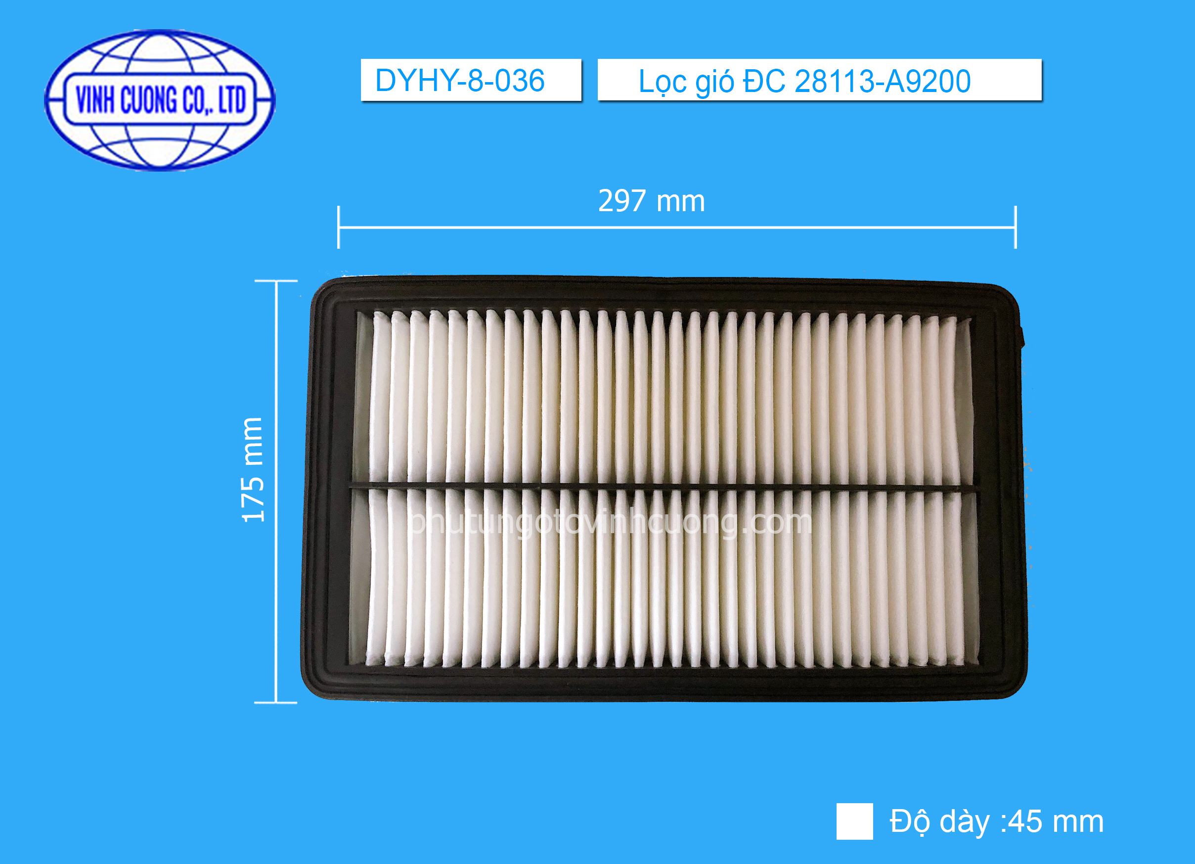 Lọc gió ĐC 28113-A9200 Santafe 2.2 2019-2020, Kia sedona 2016, Kia Sorento 2.0 2.2 (2014-2019)