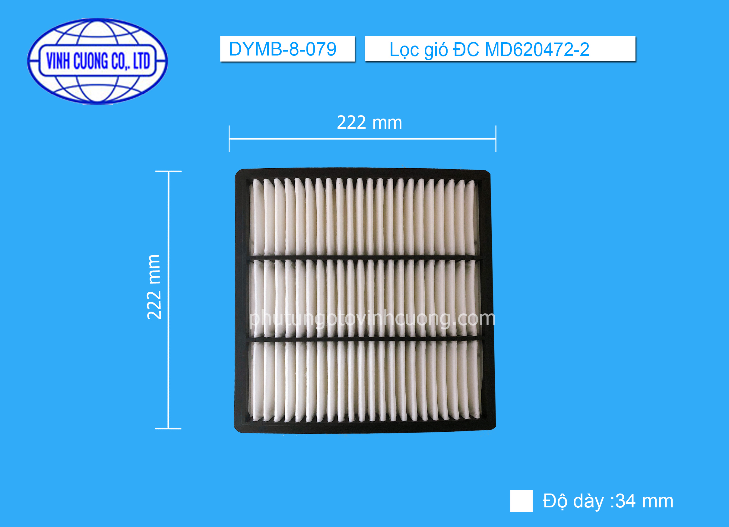 Lọc gió ĐC MD620472-2 JOLICE TUBO V6 V33  V 43 V44